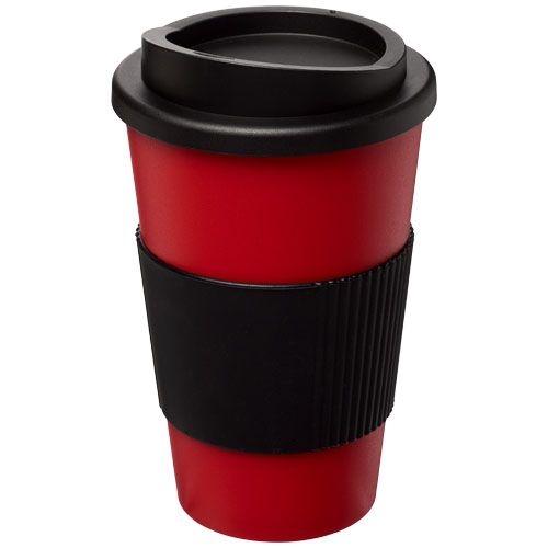 PF210002-16Americano® 350 ml Isolierbecher mit Schutzring_ rot_schwarz