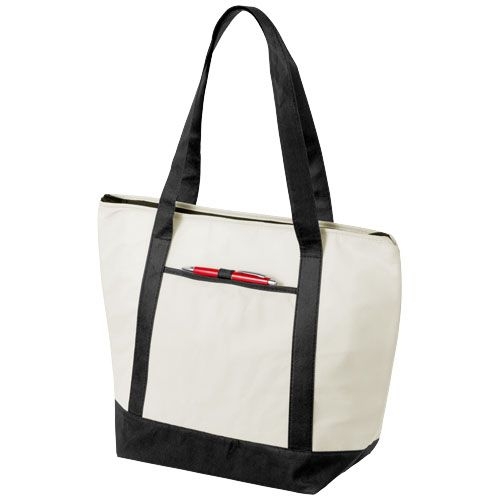 PF120085-1Lighthouse Non Woven Kuehltasche 21L_ natural_schwarz