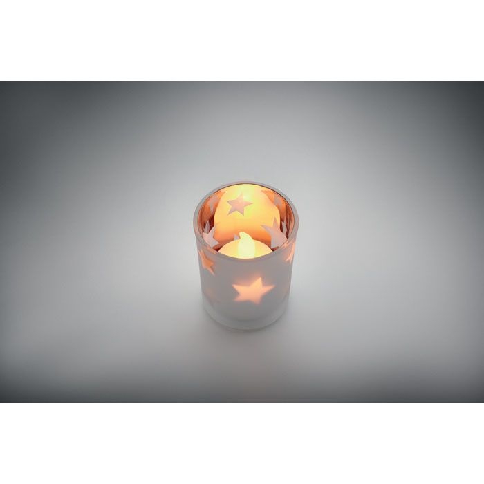CX1572-16Landle LED-Teelicht im Glashalter_ mattsilber