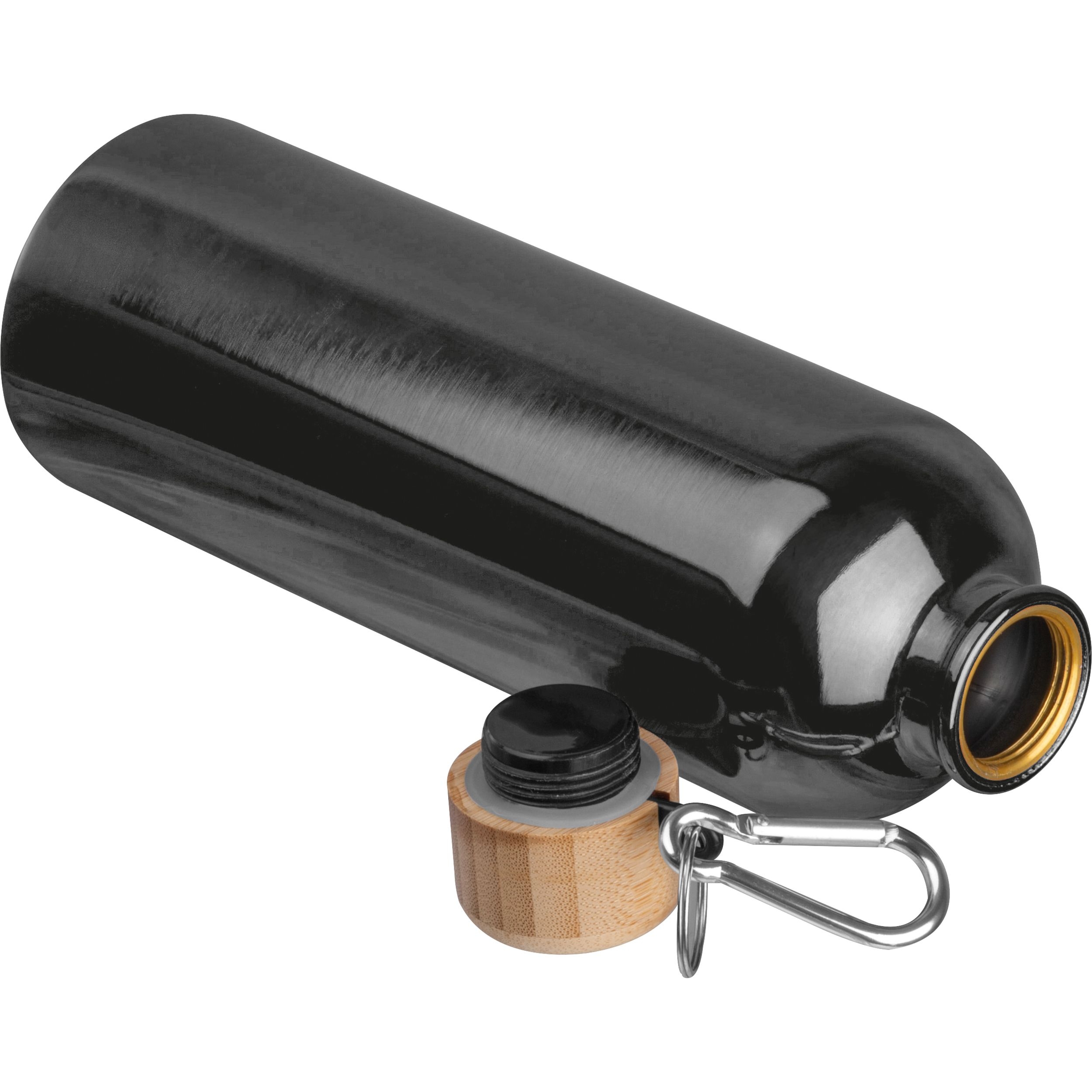 MA84971-03Edelstahltrinkflasche mit Karabiner_ 750ml RUTH_ schwarz