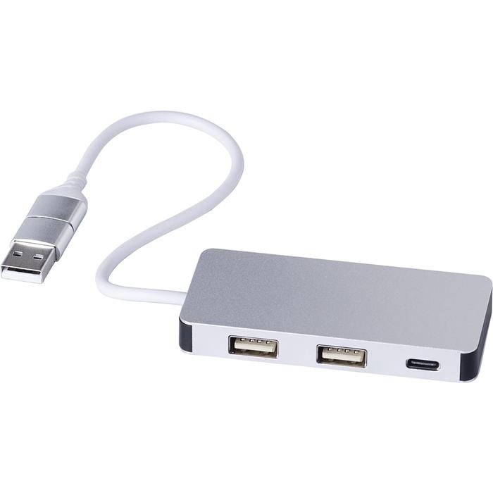 GI1015140-32Recycelte Aluminium USB Hub Layton_ silber