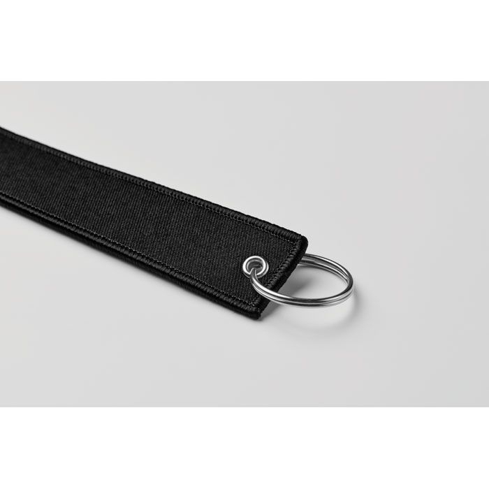 MO2463-03Takeoff Schluesselring Polyester Tag_ schwarz