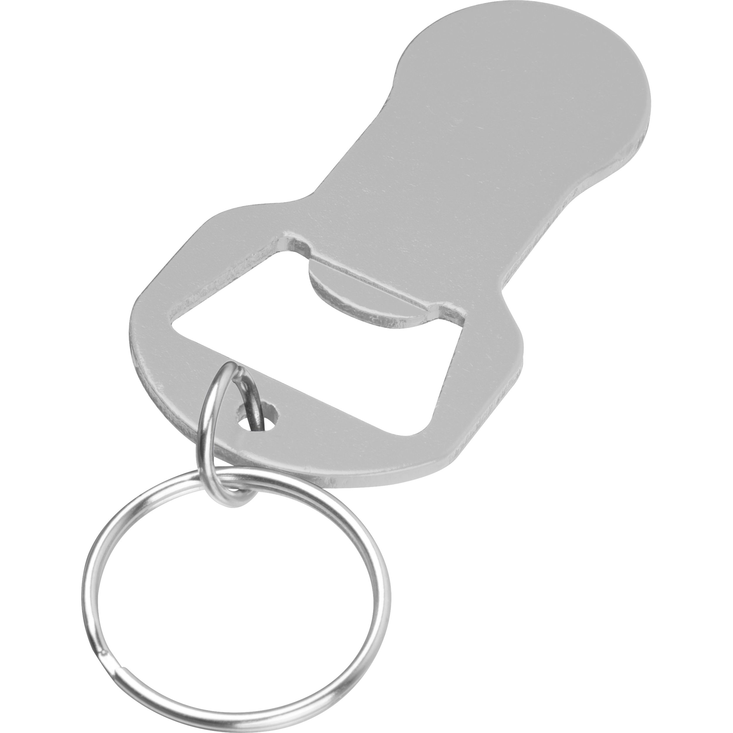 MA95445-07Recycelter Alu Schluesselanhaenger mit Einkaufswagenloeser und Flaschenoeffner OLIVER _ silbergrau