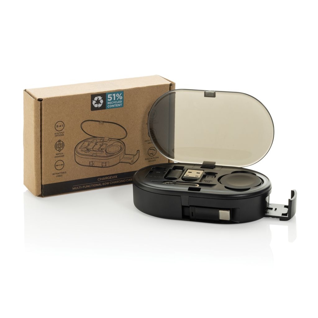 XDP302.90-01Chargevix Multifunktionales 60W-Lade-Set aus RCS rPlastic_ schwarz