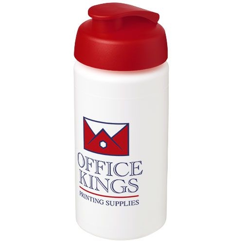 PF210072-4Baseline® Plus grip 500 ml Sportflasche mit Klappdeckel_ weiss_rot