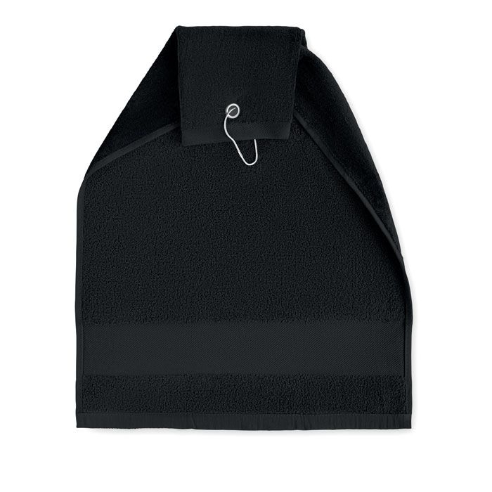 MO6525-03Hitowgo Golfhandtuch mit Haken_ schwarz