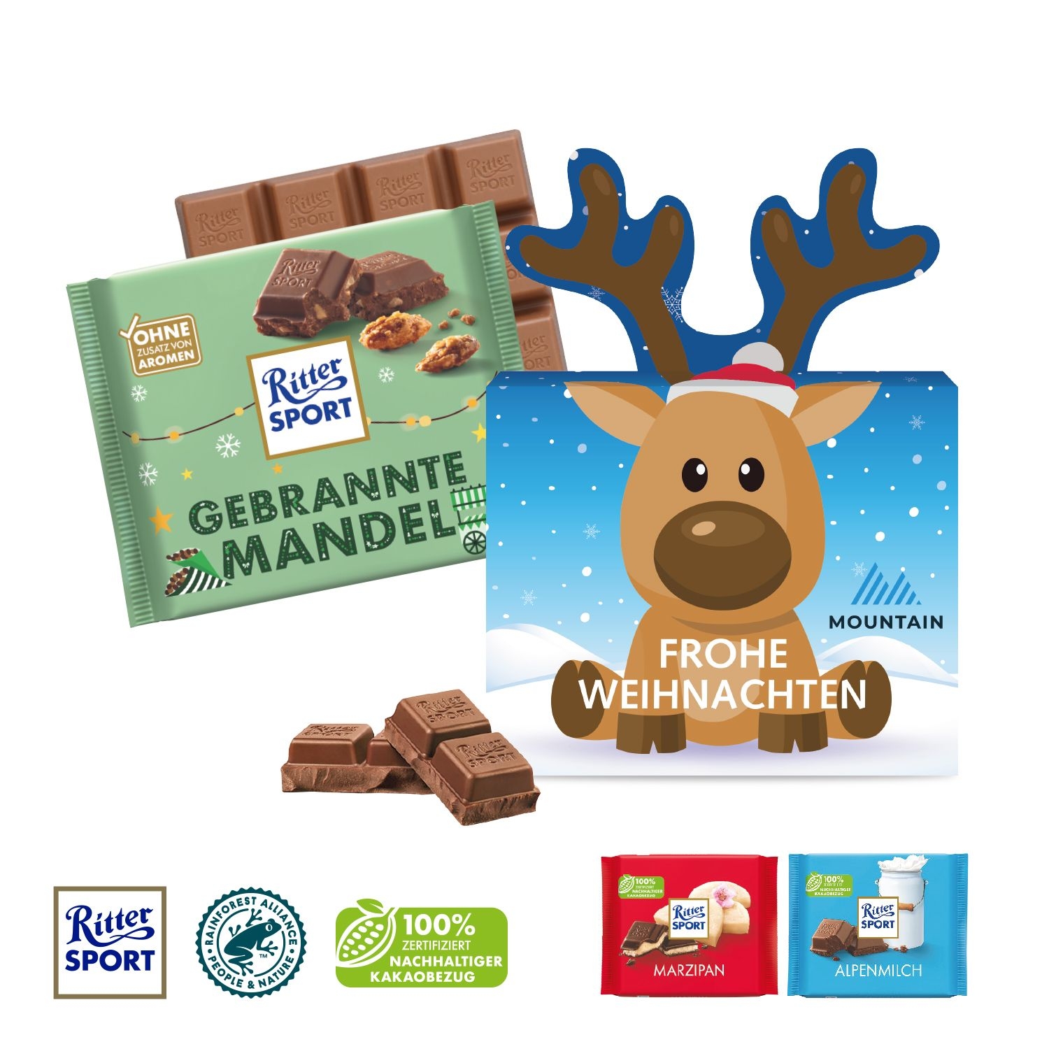 CD95477Schokotafel Ritter SPORT „Rentier“