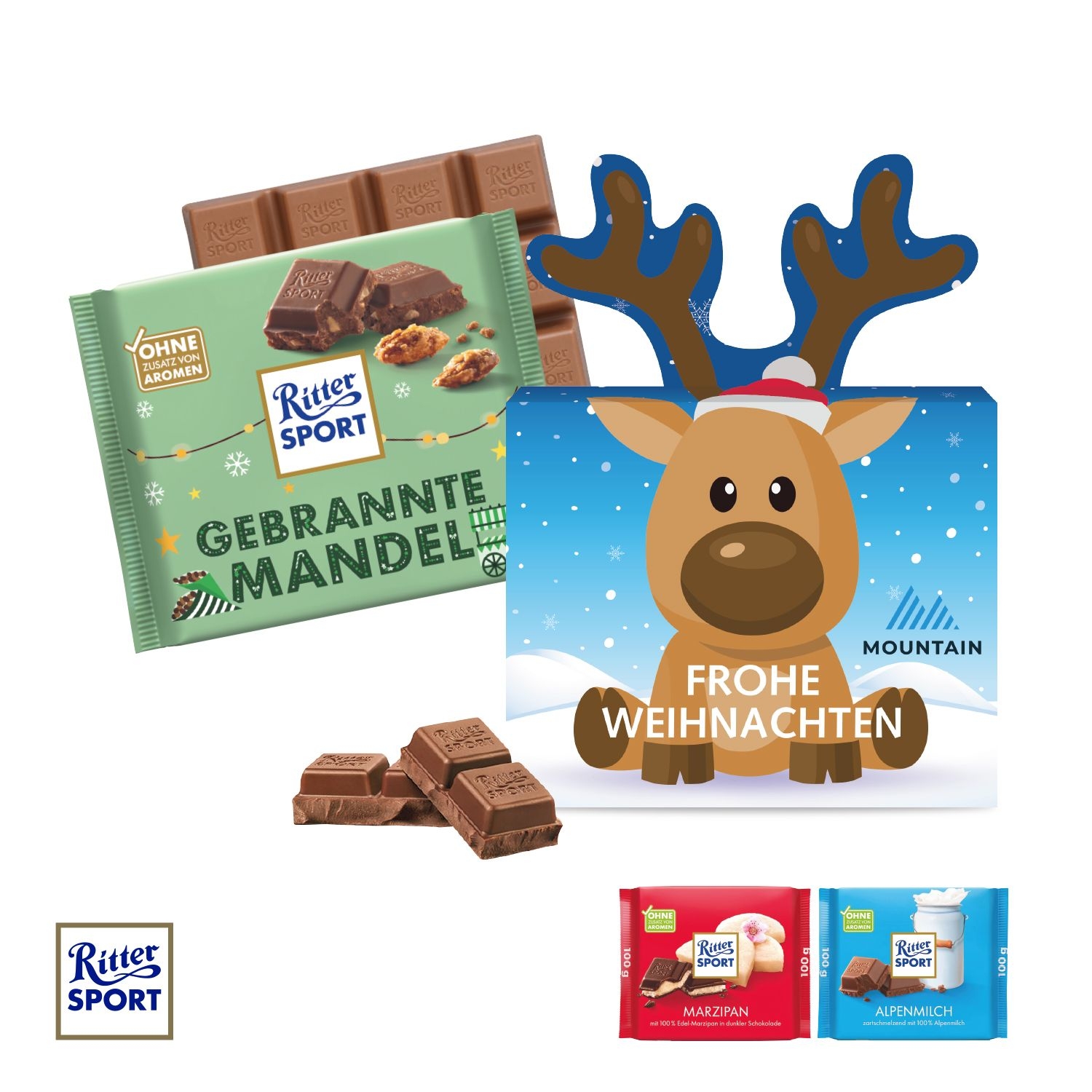 CD95477Schokotafel Ritter SPORT „Rentier“