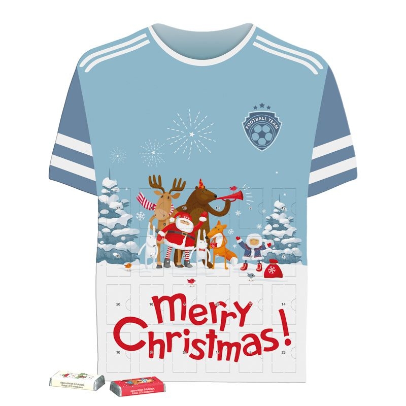 JG20187Shape Adventskalender Trikot  Schokotaefelchen