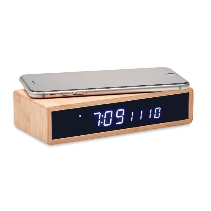 MO6139-40Moro Tischuhr mit Ladestation_ holz