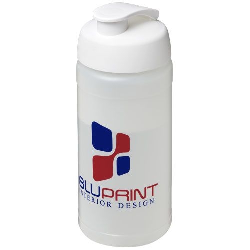 PF210068-17Baseline® Plus 500 ml Sportflasche mit Klappdeckel_ transparent_weiss