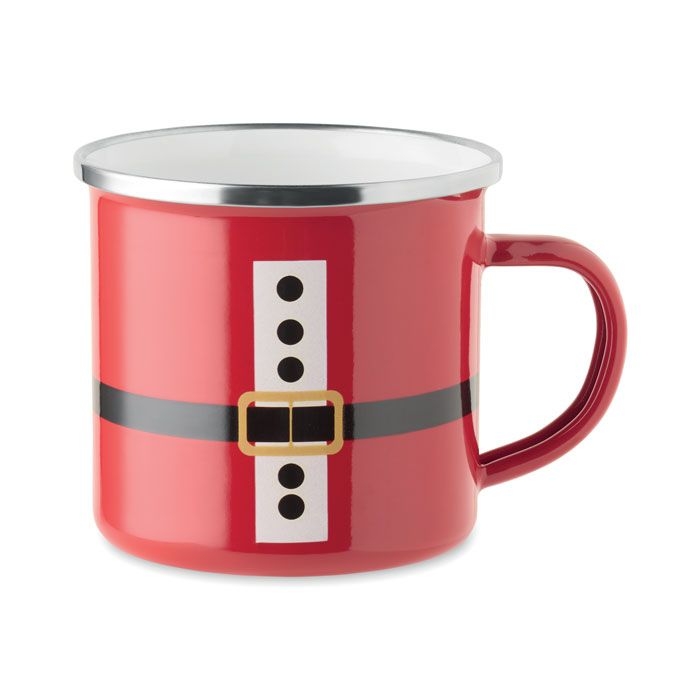 CX1596-05Santamel Emaille-Becher 300ml_ rot