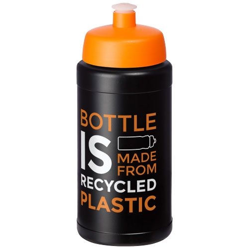 PF210444-4Baseline Recycelte Sportflasche_ 500 ml_ schwarz_orange