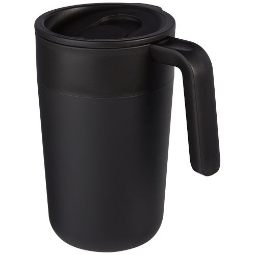 PF100731-5Nordia 400 ml doppelwandiger Becher aus Recyclingmaterial_ schwarz