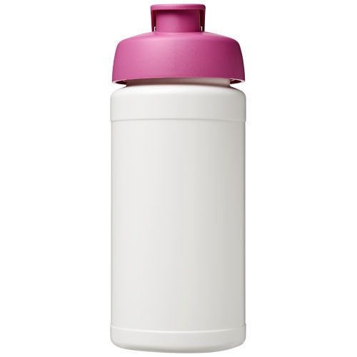 PF210068-9Baseline® Plus 500 ml Sportflasche mit Klappdeckel_ weiss_rosa