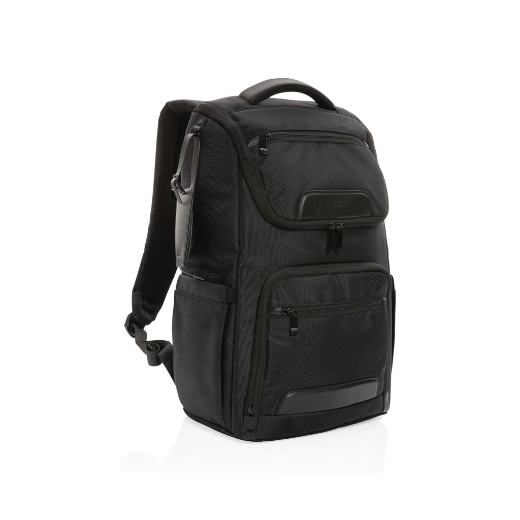 XDP762_88-1Swiss Peak AWARE™ RPET Voyager 15.6_ Laptop Rucksack_ schwarz