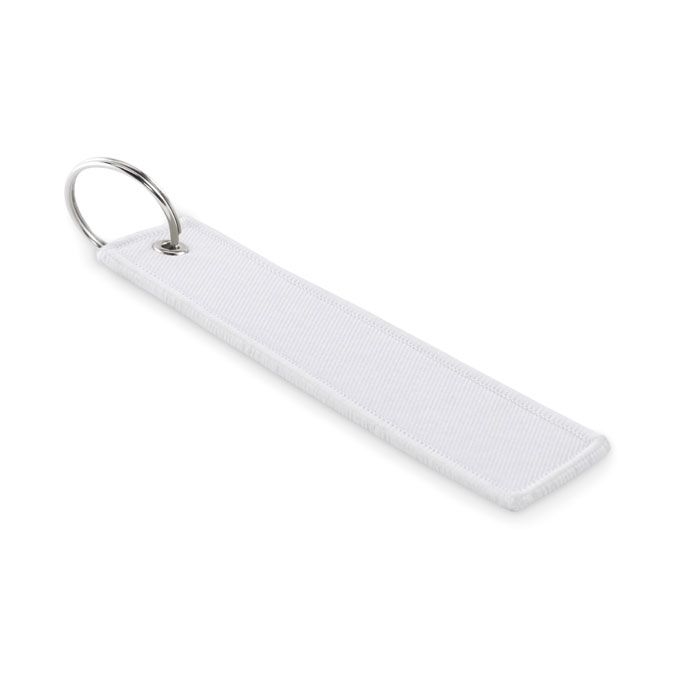 MO2463-06Takeoff Schluesselring Polyester Tag_ weiss