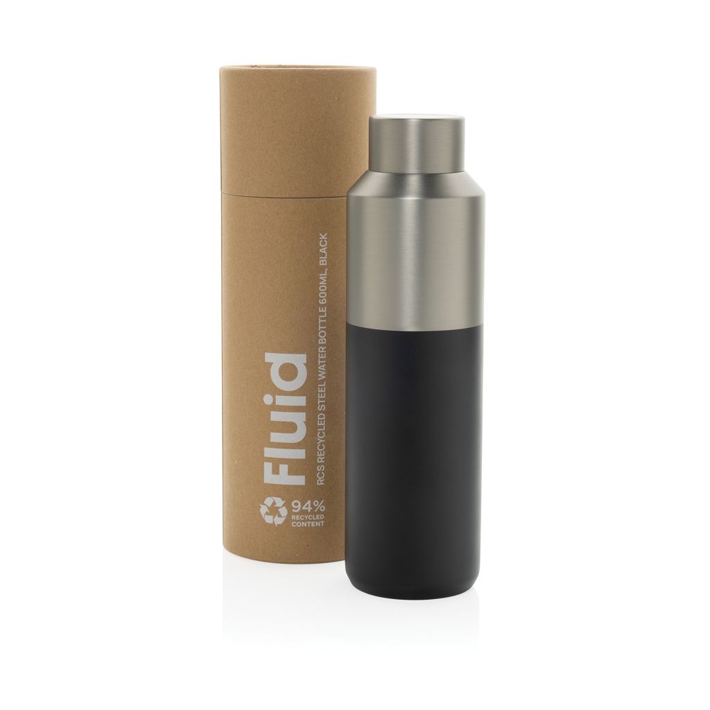 XDP437.07-01Fluid Flasche aus RCS-zertifiziert recyceltem Stahl_ 600ml_ schwarz