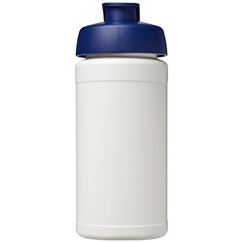PF210068-3Baseline® Plus 500 ml Sportflasche mit Klappdeckel_ weiss_blau