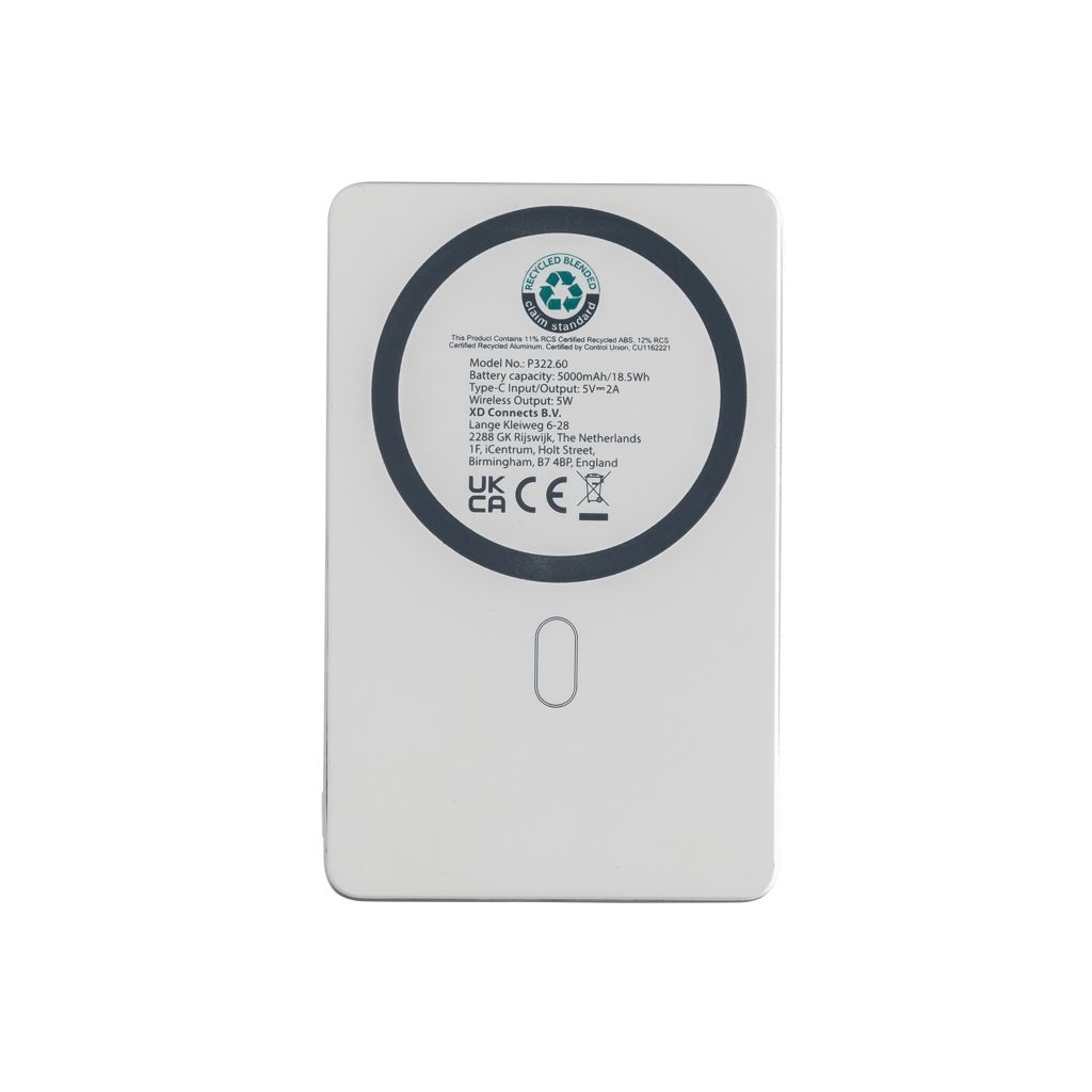 XDP322_60-02Orion 5_000mAh 5W magnetische Powerbank aus RCS rec. Alu_ silber