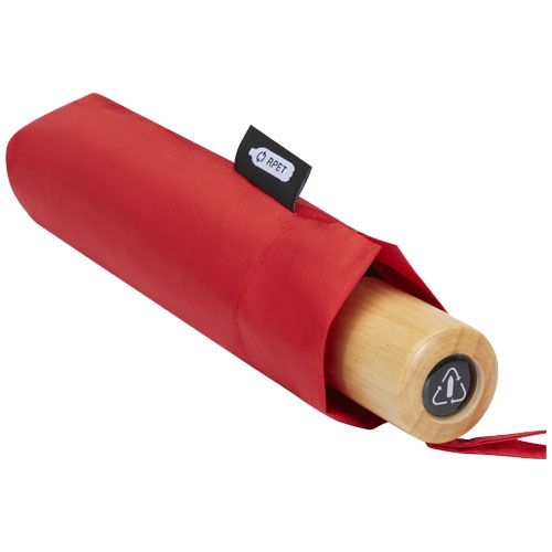PF109145-4Birgit 21'' faltbarer winddichter Regenschirm aus recyceltem PET_ rot