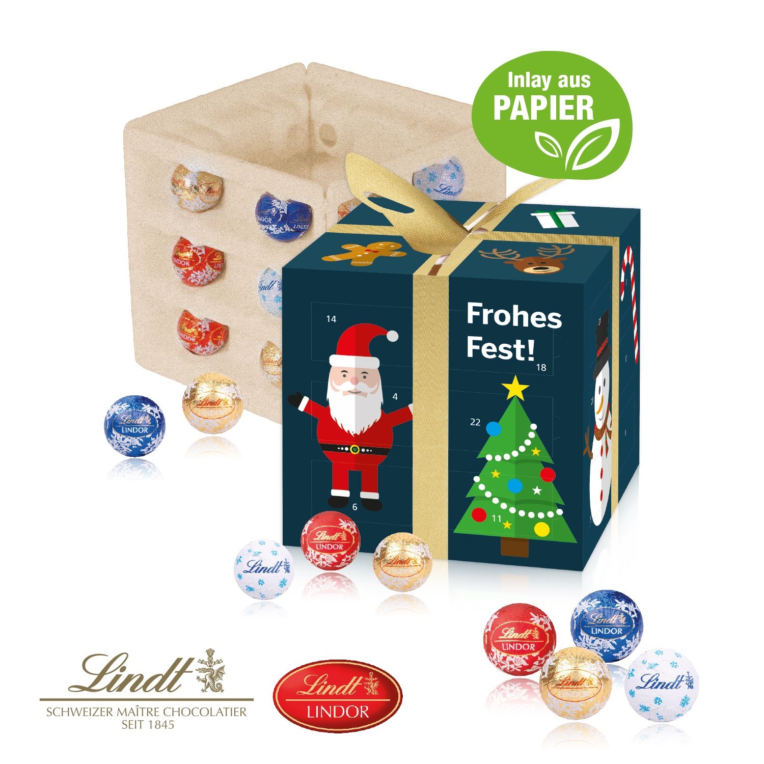 CD55447Lindt Adventskalender Cube _Geschenkzauber_ Inlay aus Papier