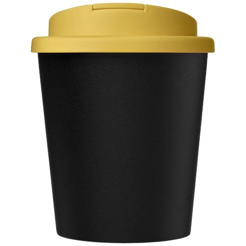 PF210455-4Americano® Espresso Eco 250 ml recycelter Isolierbecher mit auslaufsicherem Deckel _ schwarz_gelb