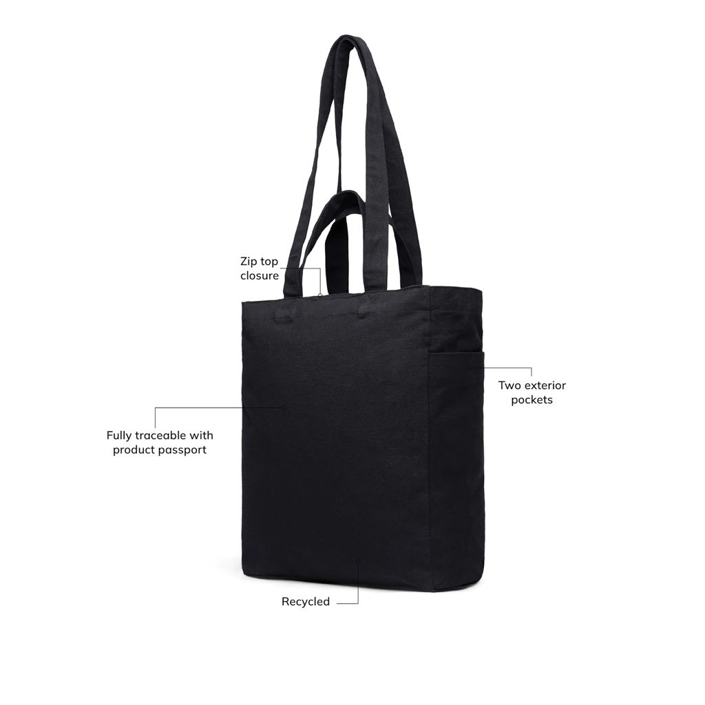 XDV76205-01VINGA Hilo AWARE™ Tasche mit Reissverschluss aus rec. Canvas_ schwarz