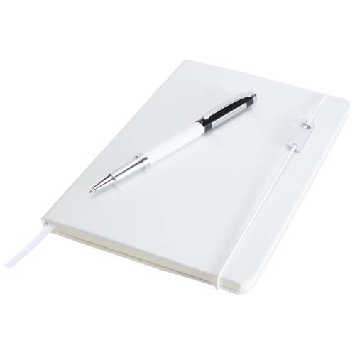 PF106258-2Legato Elegance A5 Hardcover Notizbuch mit Tintenroller Set_ weiss-primaer_schwarz