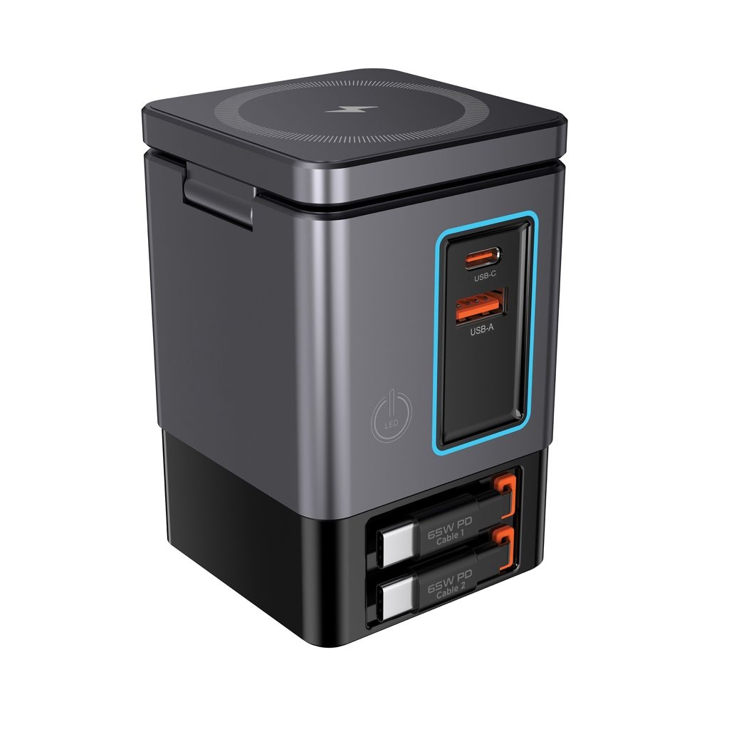 XDP309_54-02Urban Vitamin Sacramento 105W GaN Charger mit einz. Kabeln_ grau