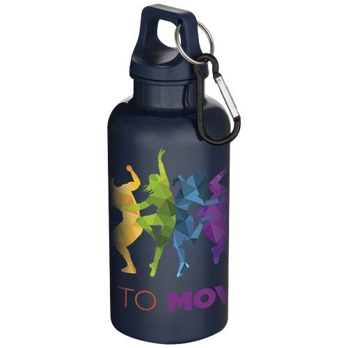 PF100863-11Oregon 400 ml einfarbige RS-zertifizierte Trinkflasche aus recyceltem Kunststoff mit Karabinerhaken