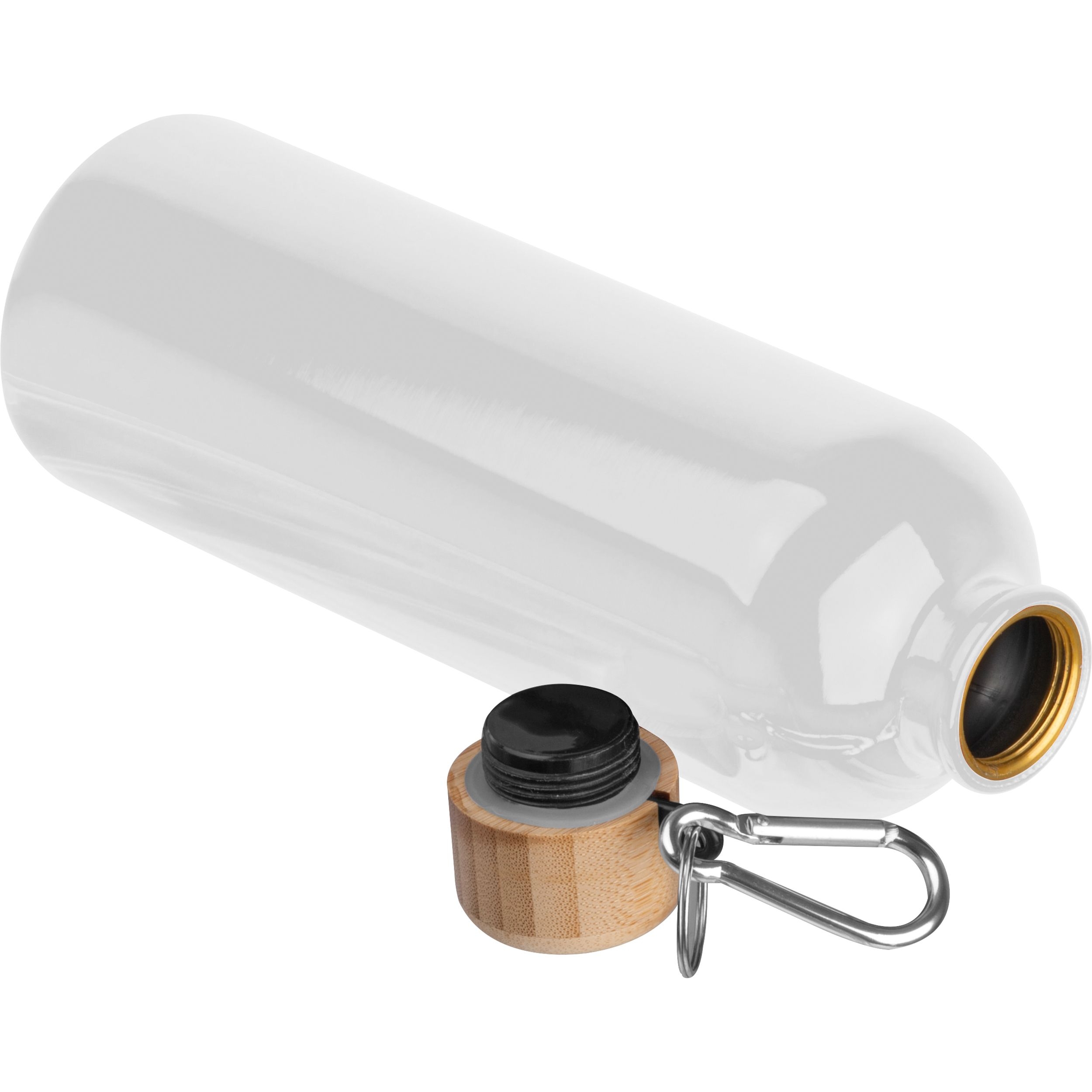 MA84971-06Edelstahltrinkflasche mit Karabiner_ 750ml RUTH_ weiss