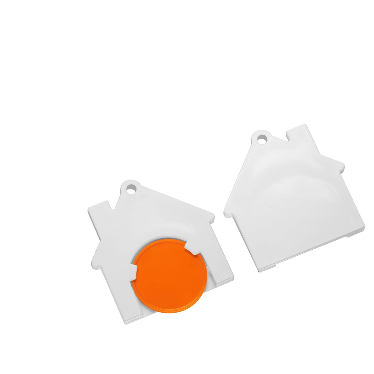 HE7516-5-0Chiphalter mit 1€-Chip _Haus_ orange_ weiss