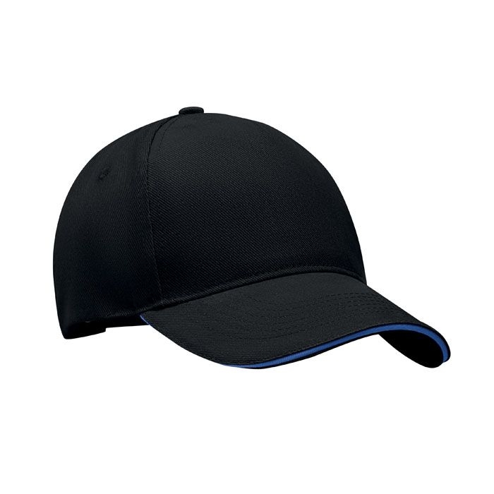 MO6875-81Long Beach Singa Baseball cap 5 panels 260g_m²_ schwarz_blau