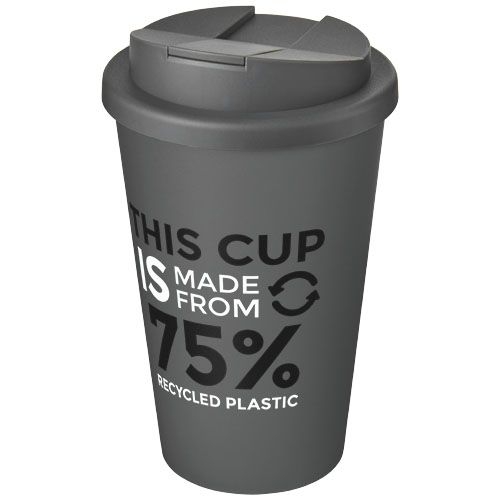 Americano® Eco 350 ml recycelter Becher mit auslaufsicherem Deckel, grau