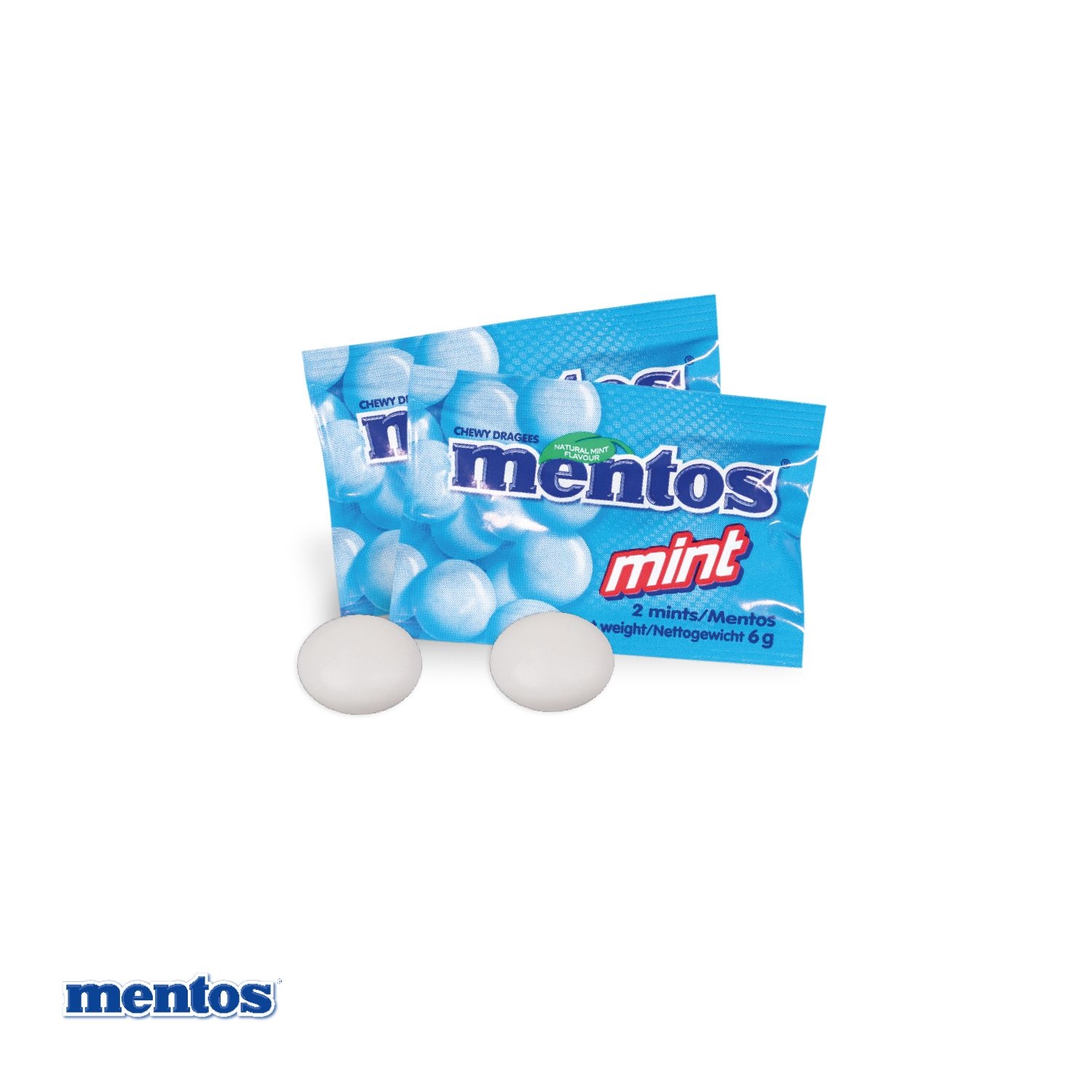 CD91469-01Werbe-Klappkarte mit Mentos Mint 2er_ Mentos Kaudragees Mint