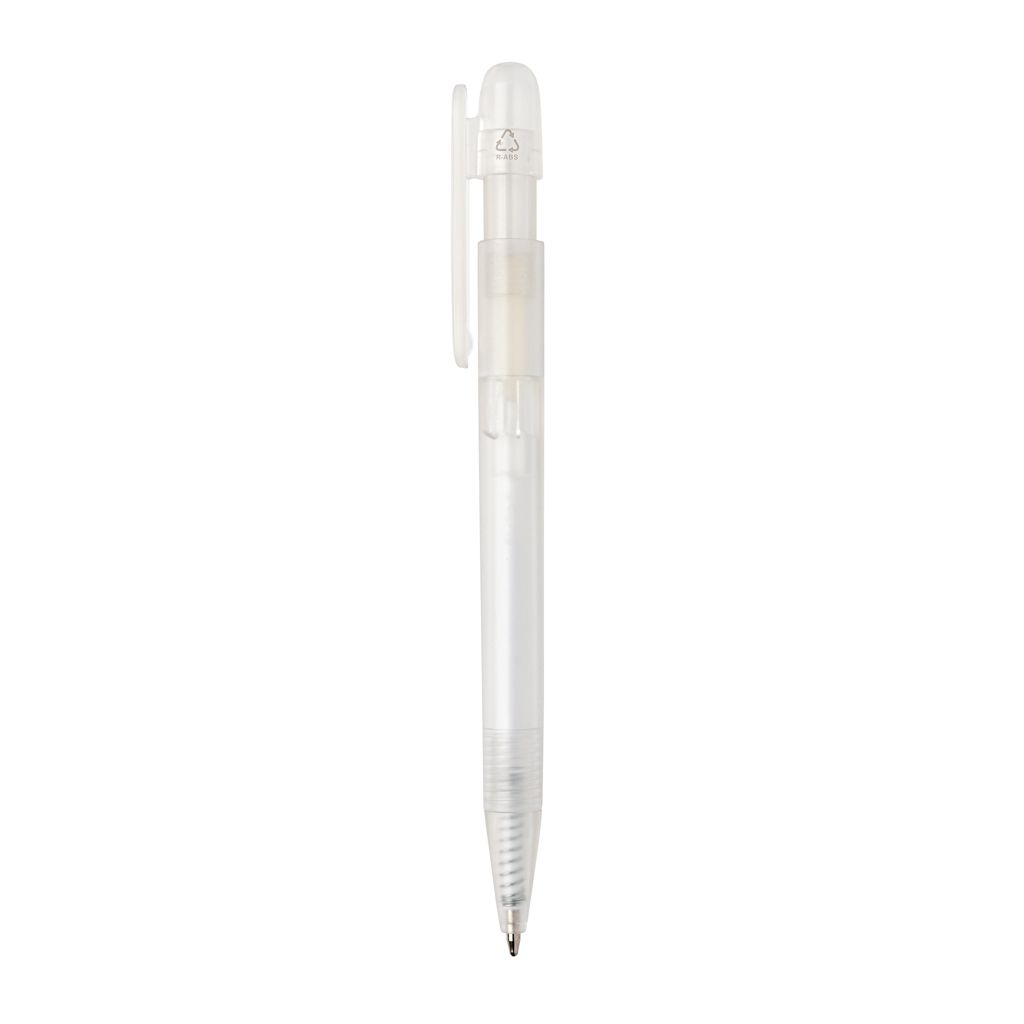 XDP611.26-03Devin transparenter Stift aus GRS zertifiziertem rABS_ weiss