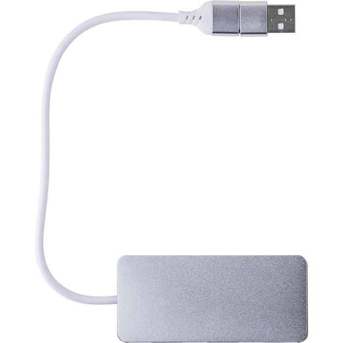 GI1015140-32Recycelte Aluminium USB Hub Layton_ silber