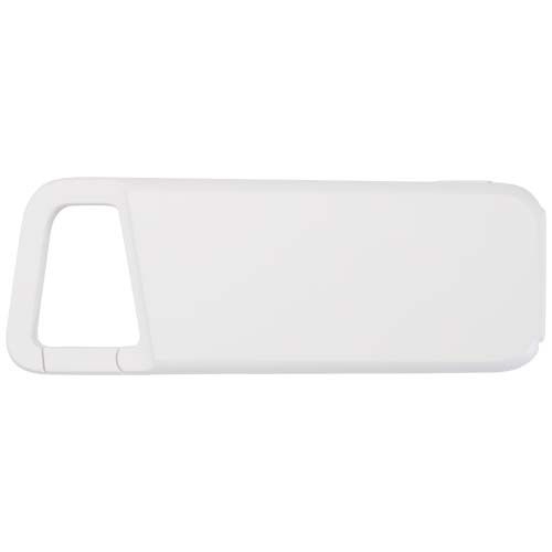 PF124470-1Alkes 12 W 5.000 mAh wasserfeste Powerbank aus recyceltem Kunststoff mit Karabinerhaken_ weiss