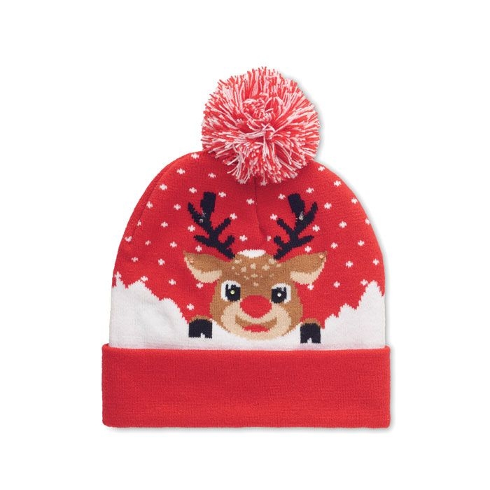 CX1539-05Shimas Light Weihnachtliche Strickmuetze LED_ rot