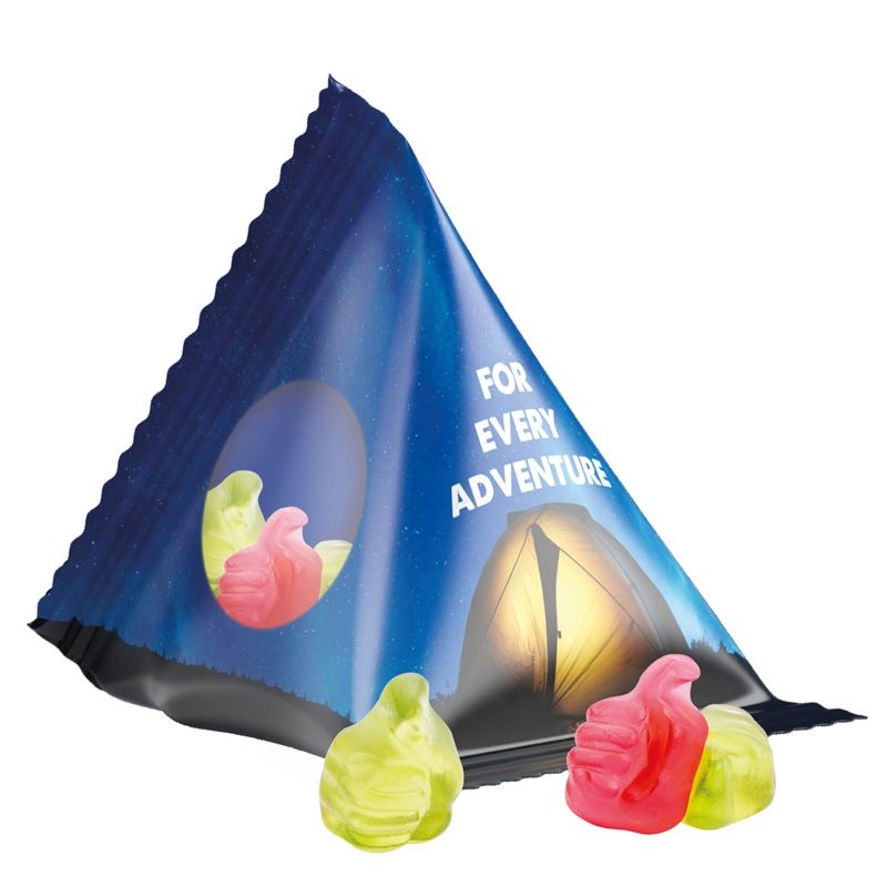 JG10063-14Tetraeder 15g_ Fruchtgummi Standardformen_ Like-Daumen_ transparente Folie