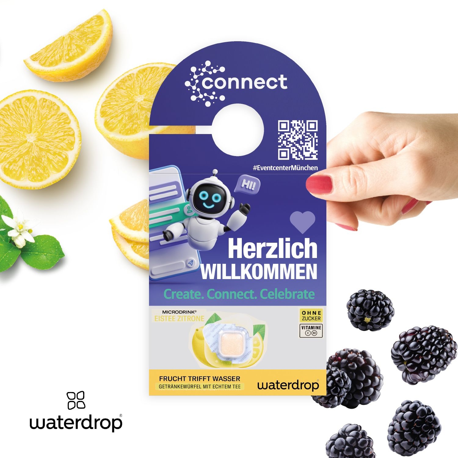 CD91672-02Flaschen-Tueranhaenger waterdrop®_ Eistee Zitrone