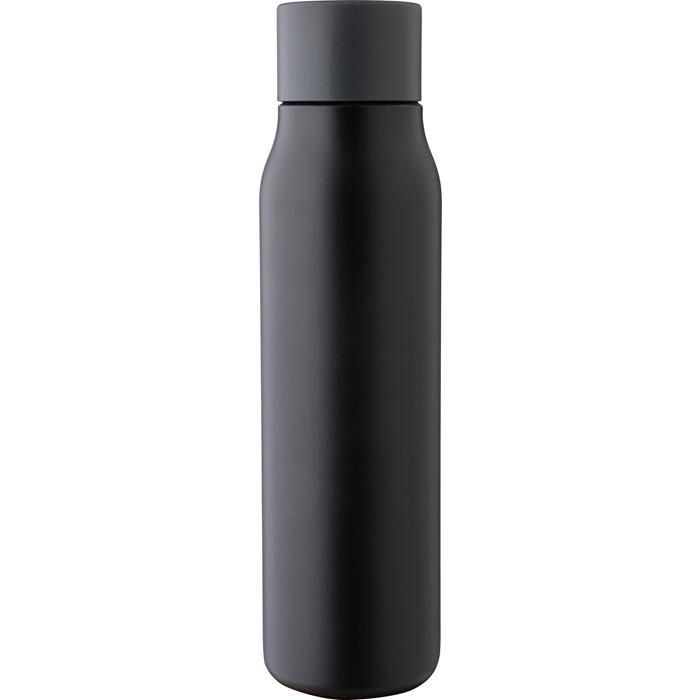 GI1202790-01Doppelwandige Trinkflasche aus recyceltem Edelstahl _600 ml_ Cassian_ schwarz