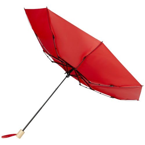 PF109145-4Birgit 21'' faltbarer winddichter Regenschirm aus recyceltem PET_ rot