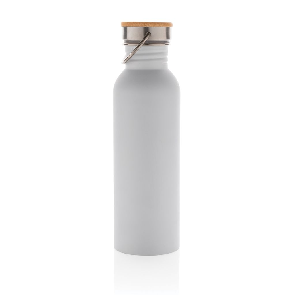 XDP436.83-3Moderne Stainless-Steel Flasche mit Bambusdeckel_ weiss