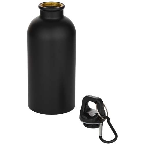 PF100871-4Oregon 400 ml matte RCS-zertifizierte einwandige Trinkflasche aus recyceltem Edelstahl mit Karabiner