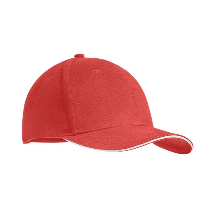 MO9643-35Tekapo Baseball cap 6 panels 270g_m²_ weiss_rot