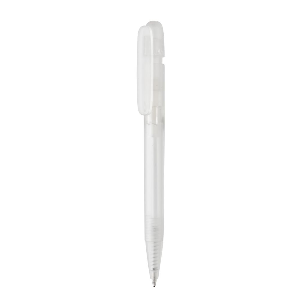 XDP611.26-03Devin transparenter Stift aus GRS zertifiziertem rABS_ weiss