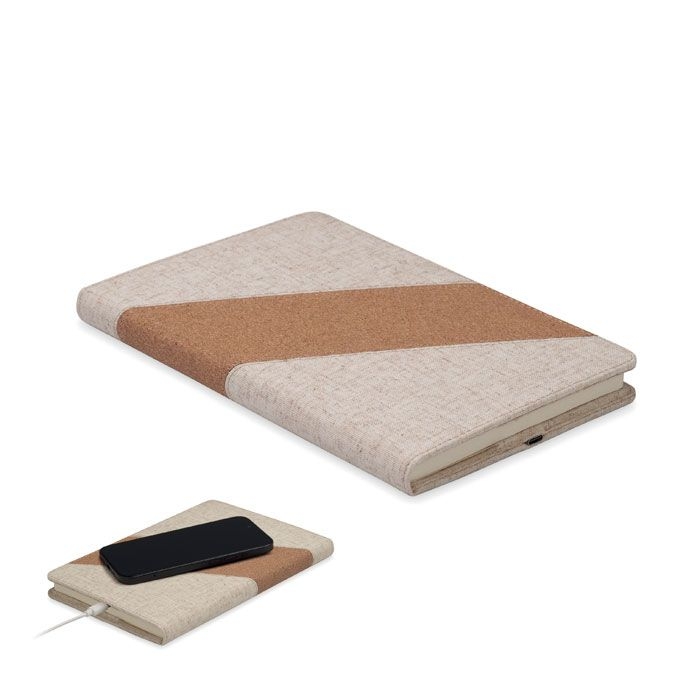 MO2734-13Cortona A5-Notizbuch mit 15W-Ladegeraet_ beige