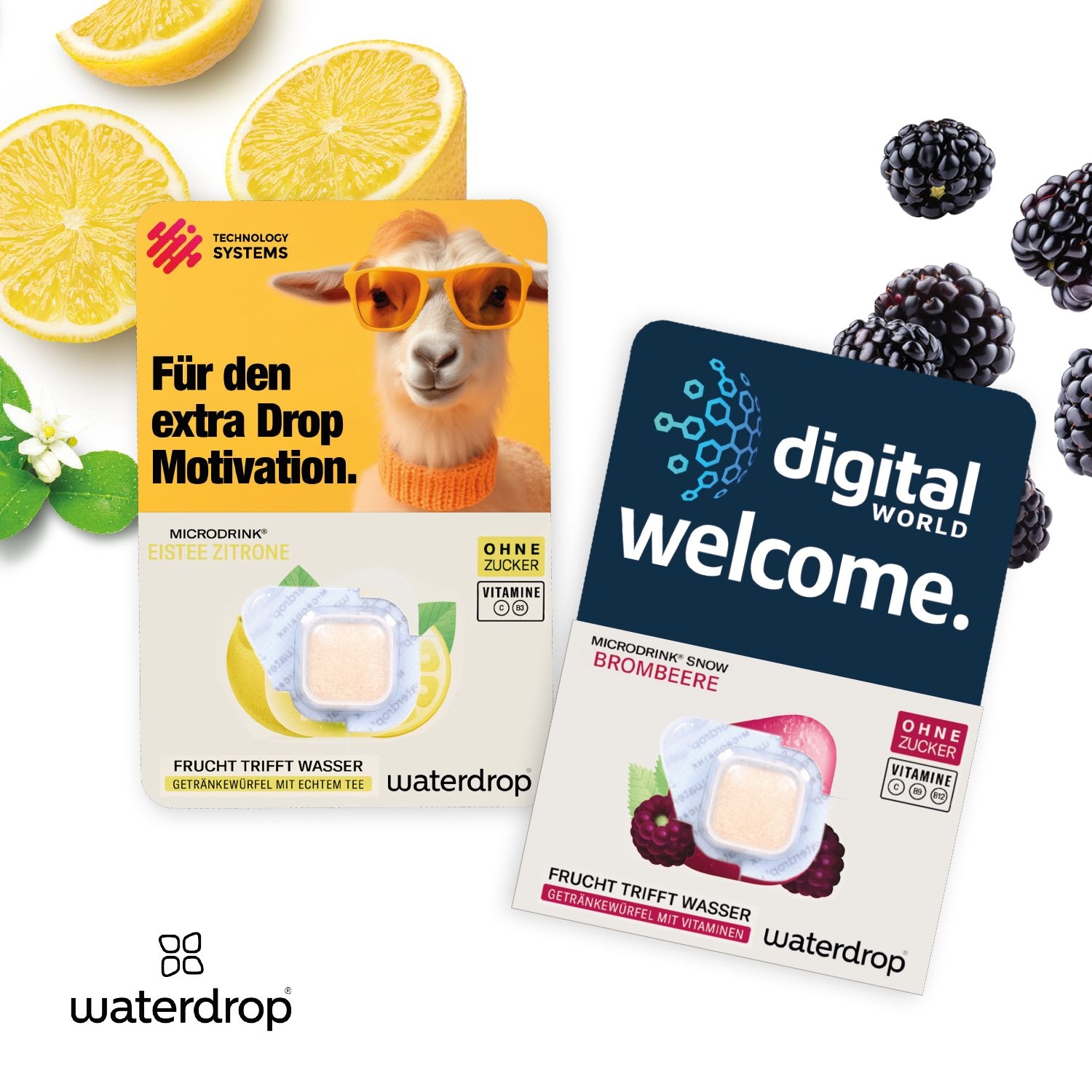 CD91671-02Werbekarte waterdrop®_ Eistee Zitrone